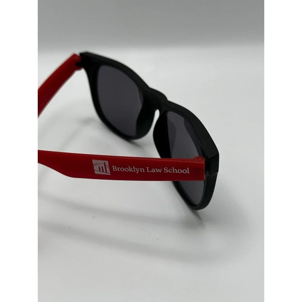 Brooklyn Law School Promo Sunglasses Black Frame Red Arms Used